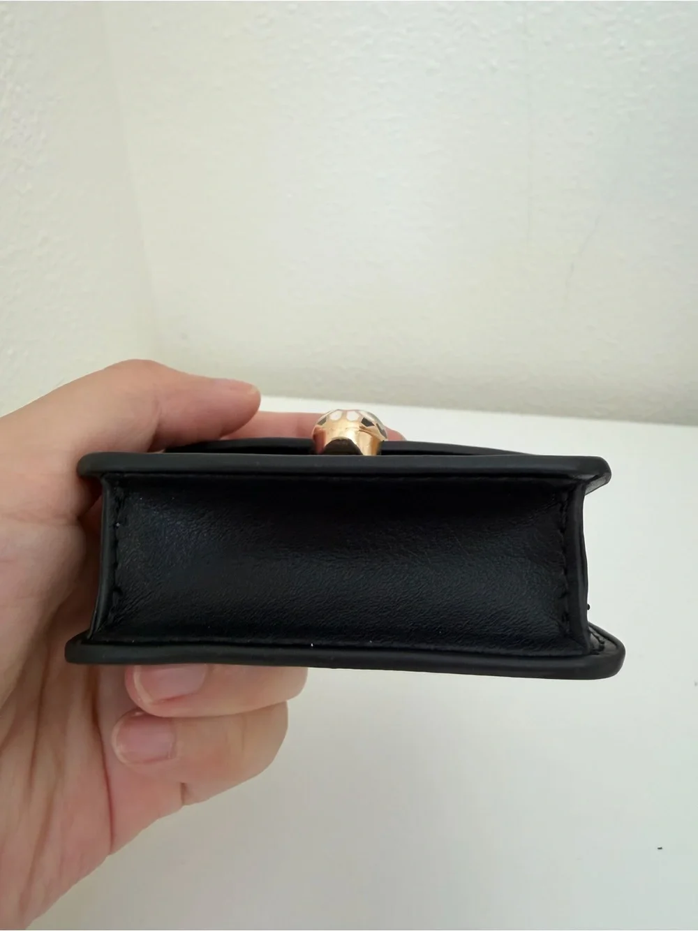 Black Mini Bag Charm with Decorative Snake Clasp
